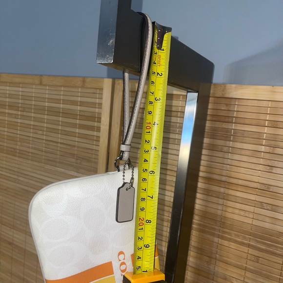 Coach Varsity Large Wristlet Chalk Orange yellow striped wallet - Picture 10 of 11